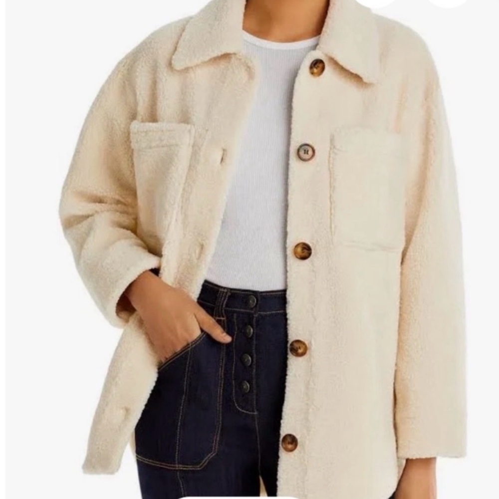 Rails Cream Sherpa Button-Front Jacket